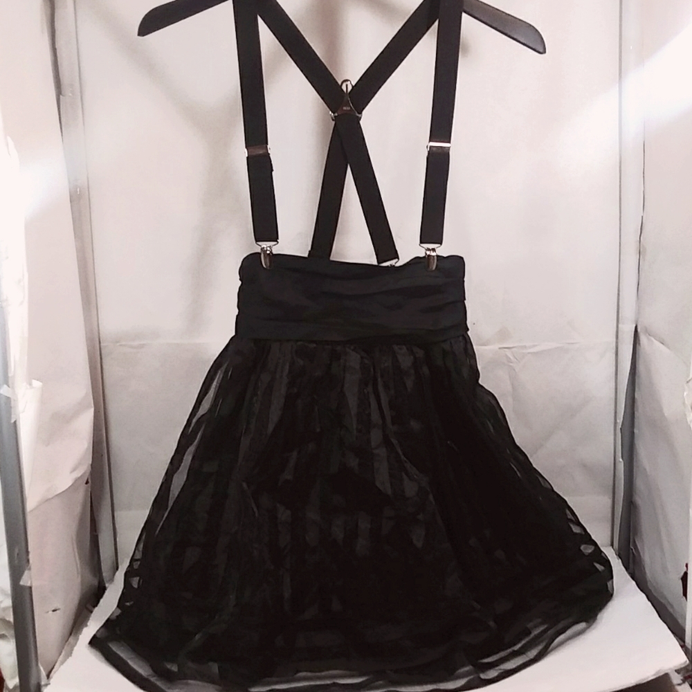 Black Betsey Johnson Size 0 Skirt with Suspenders